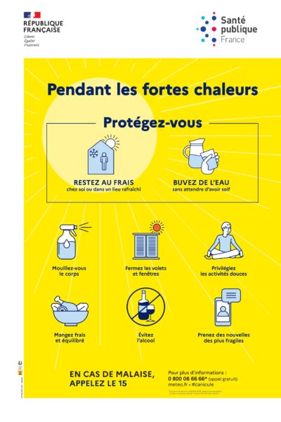 Affiche canicule Santé Publique France - Fortes chaleurs estivales